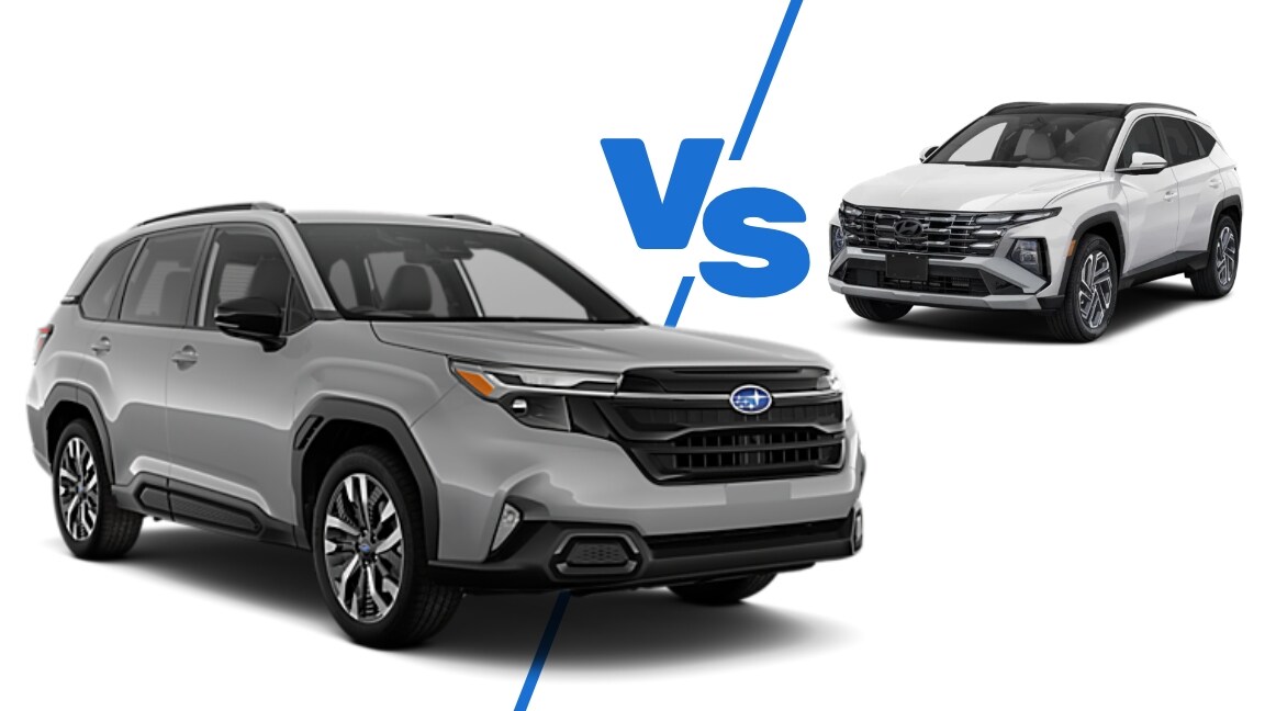 Subaru Forester and Hyundai Tucson shown side by side for comparison