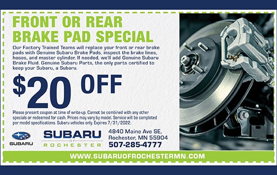 Front or Rear Brake Pad Special | Subaru of Rochester