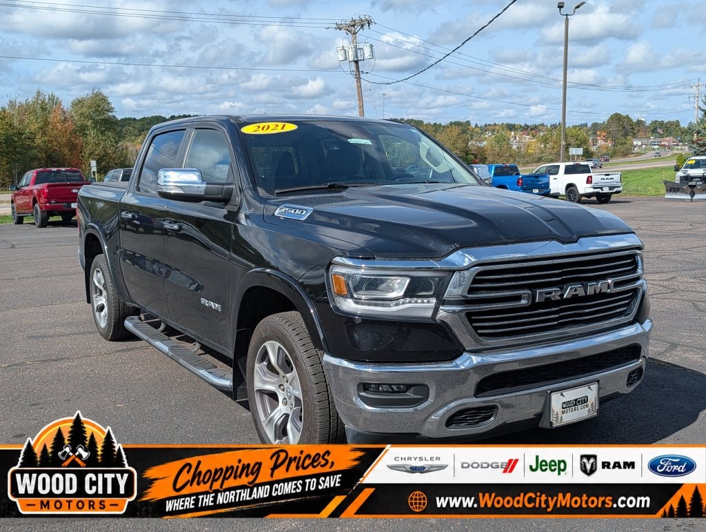 Used 2021 RAM Ram 1500 Pickup Laramie with VIN 1C6SRFJTXMN675168 for sale in Cloquet, Minnesota