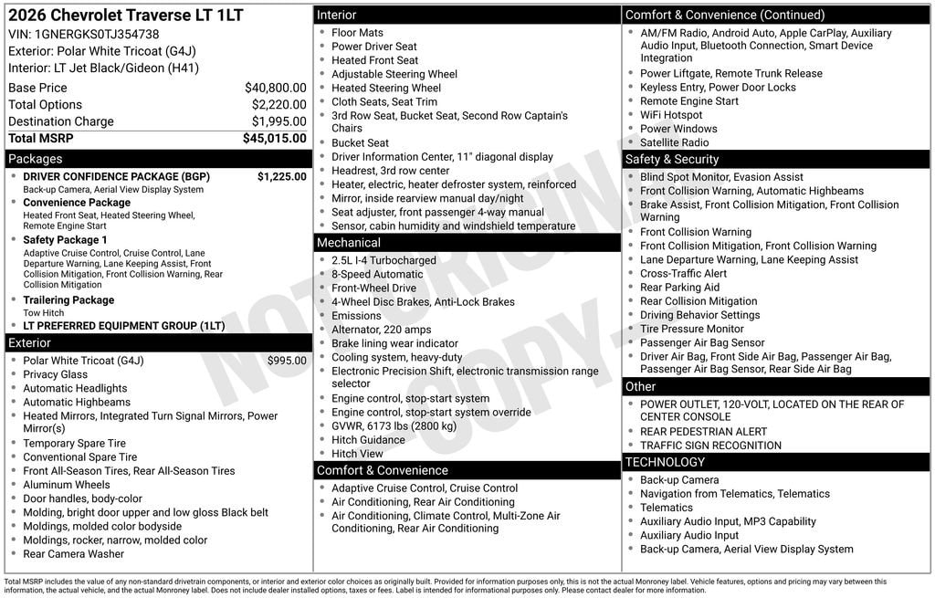 New 2026 Chevrolet Traverse LT SUV