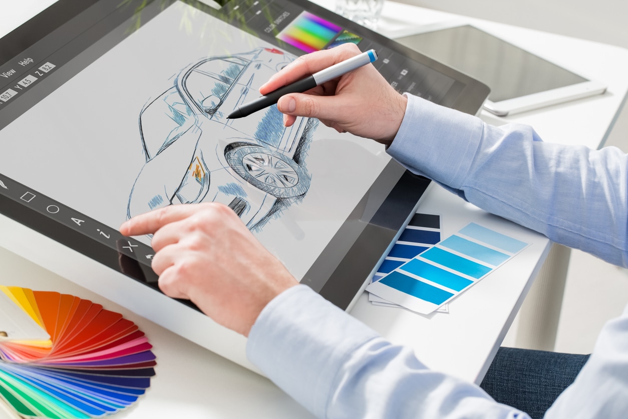 The designer sketching Cadillac's Escala concept.
