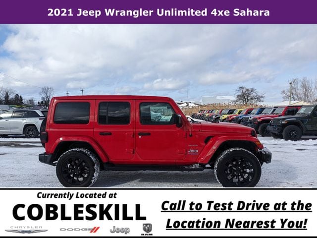 Used 2021 Jeep Wrangler Unlimited Sahara 4XE with VIN 1C4JJXP66MW872268 for sale in Cobleskill, NY
