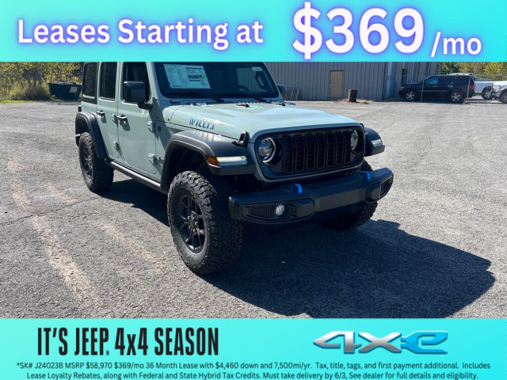 New 2024 Jeep Wrangler 4xe 4DOOR WILLYS For Sale Cobleskill NY