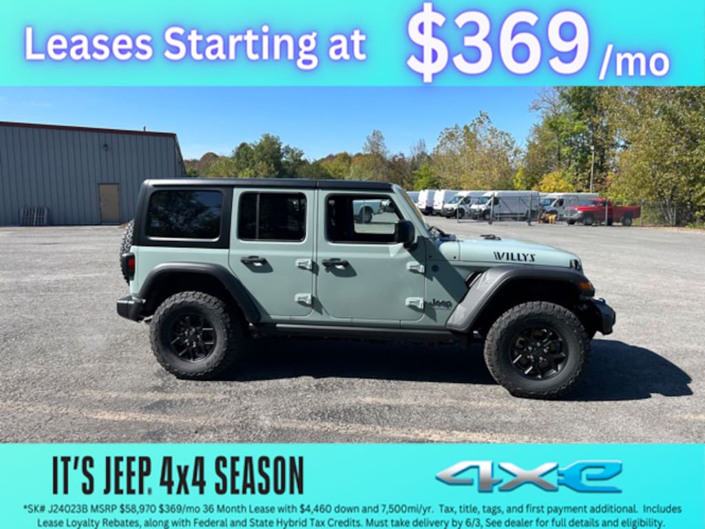 New 2024 Jeep Wrangler 4xe 4DOOR WILLYS For Sale Cobleskill NY