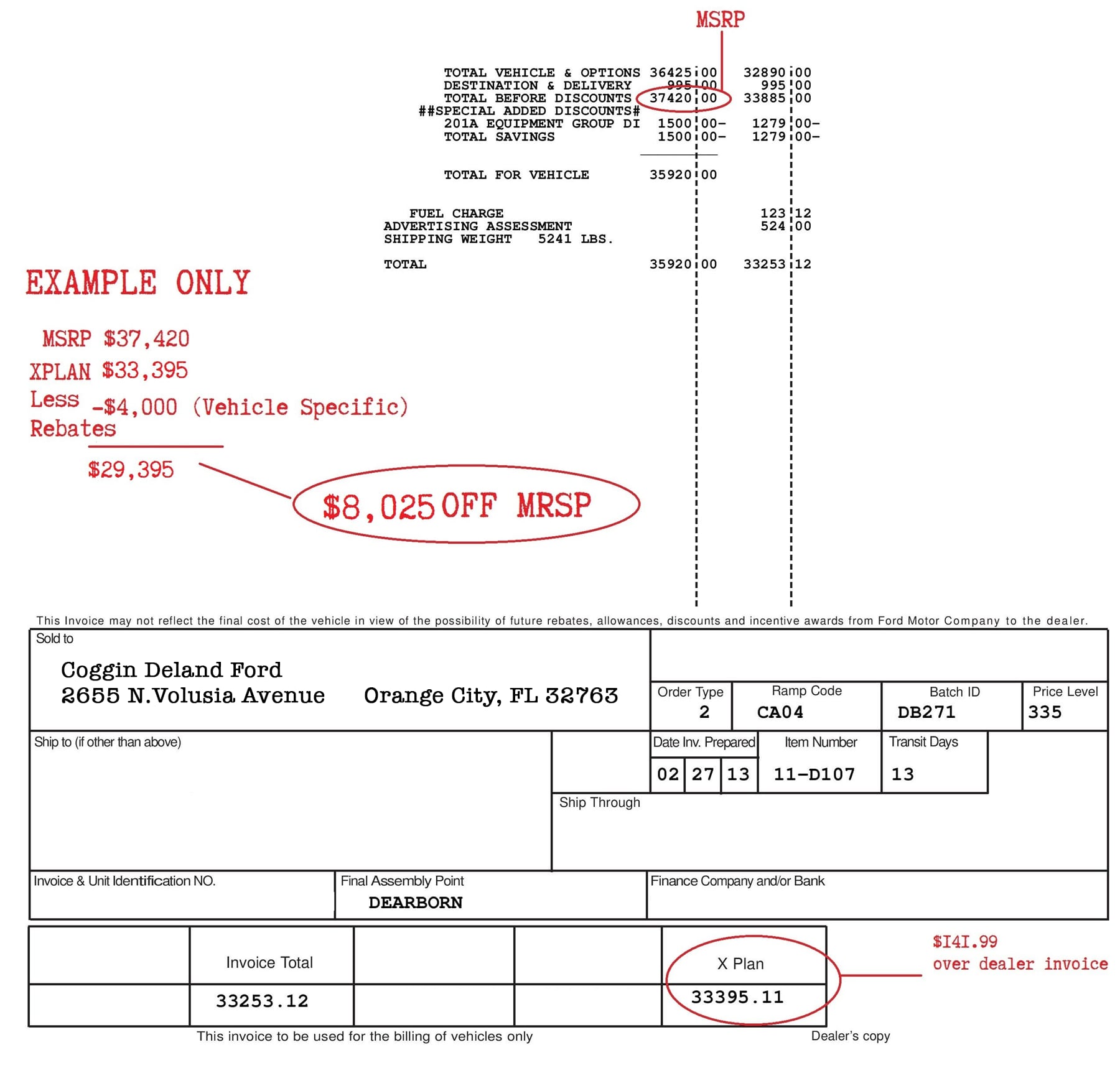 ford xplan partner code list