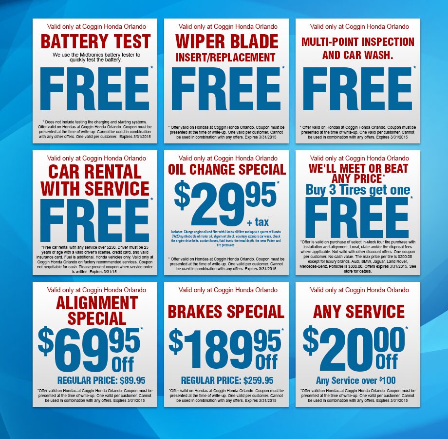 Honda repair coupons