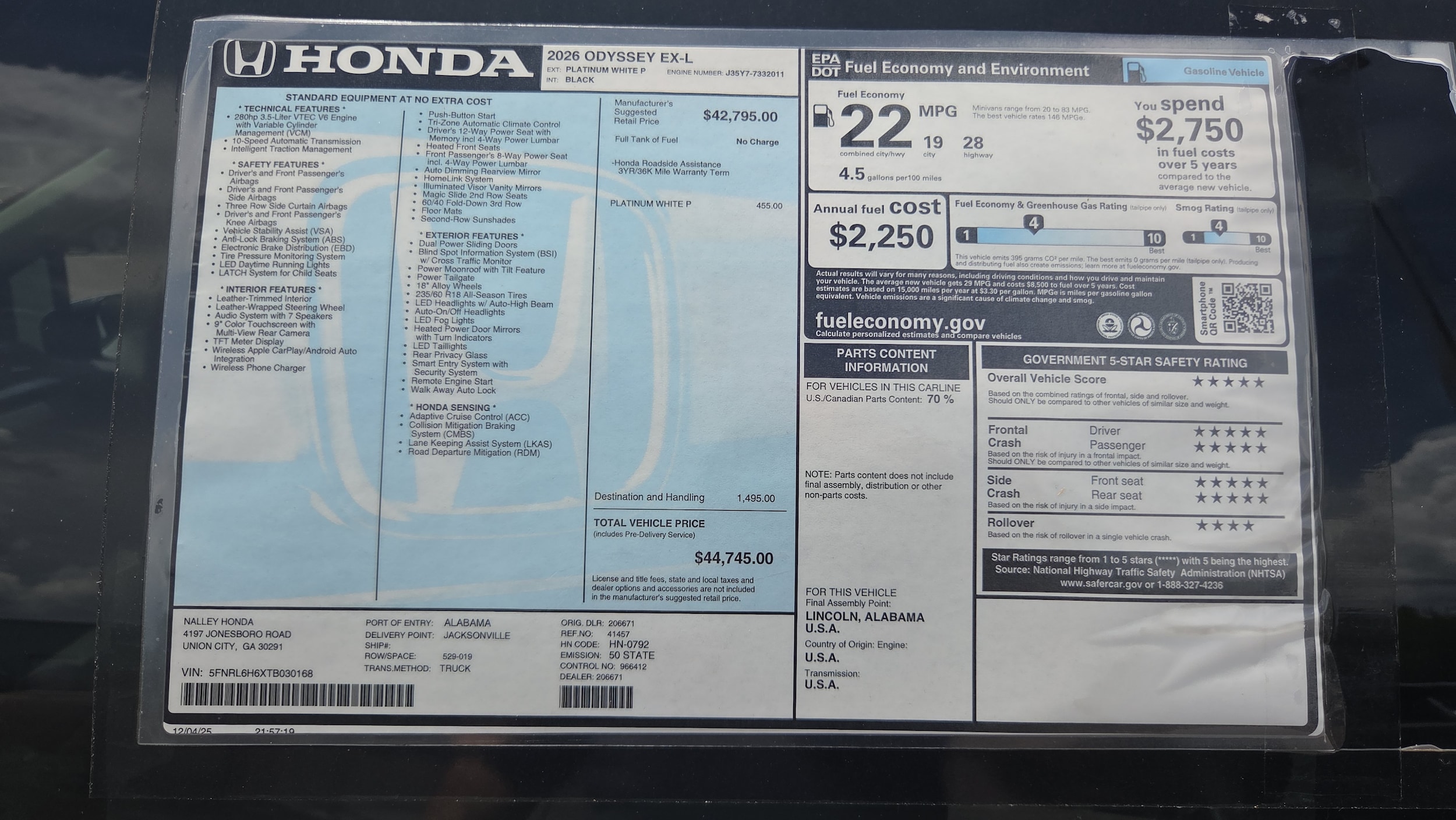 2026 Honda Odyssey EX-L - Photo 12