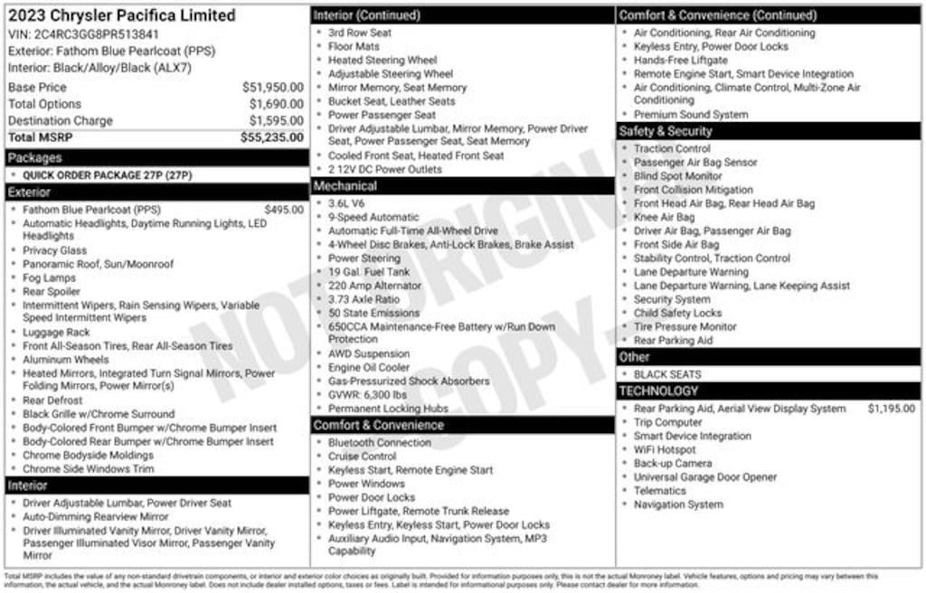 Used 2023 Chrysler Pacifica Limited Minivan/Van