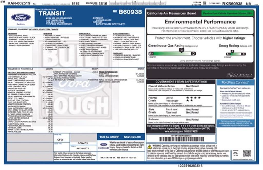 New 2024 Ford Transit-250 Cargo Base Cargo Van