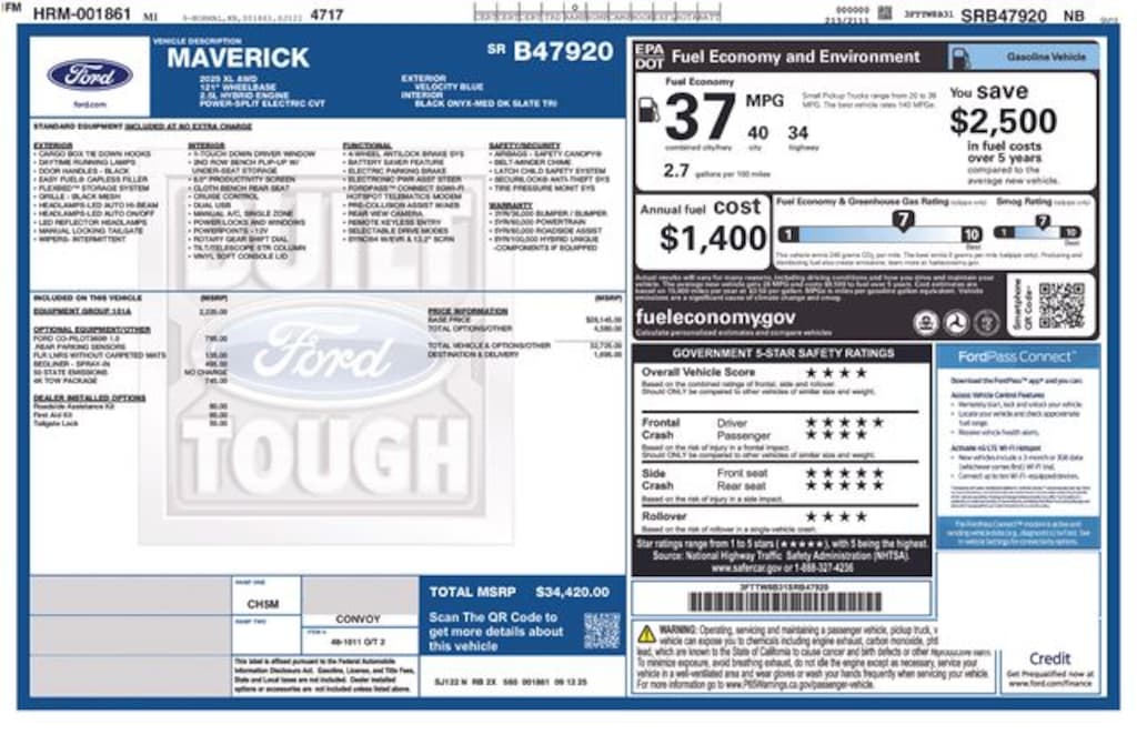 New 2025 Ford Maverick XL Truck