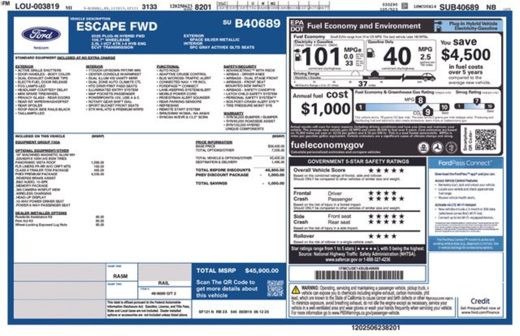 New 2025 Ford Escape Base SUV