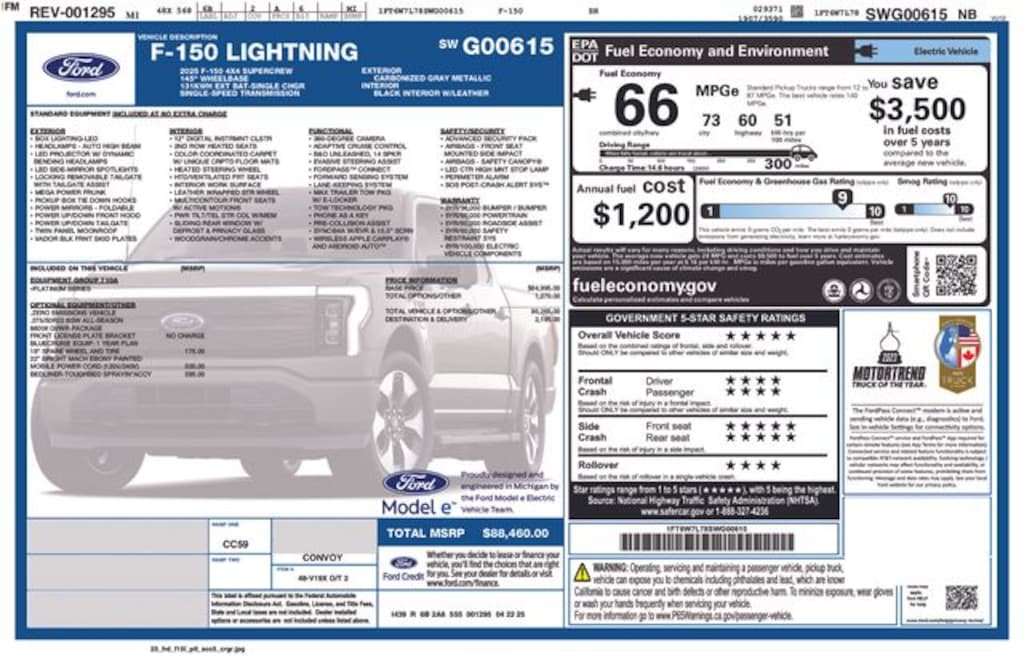 New 2025 Ford F-150 Lightning Platinum Truck