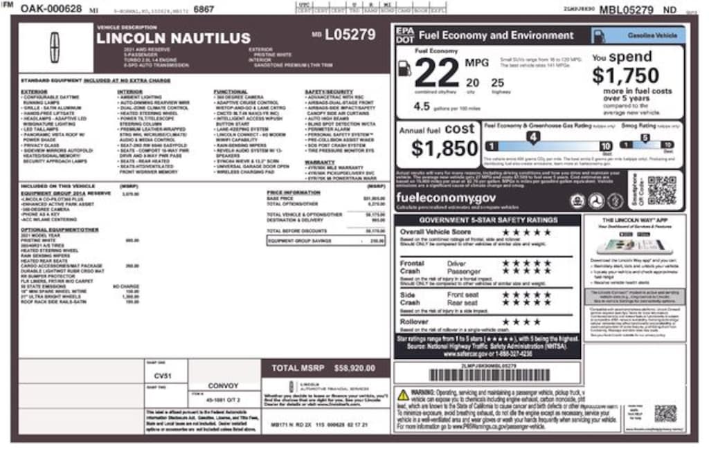 Used 2021 Lincoln Nautilus Reserve SUV