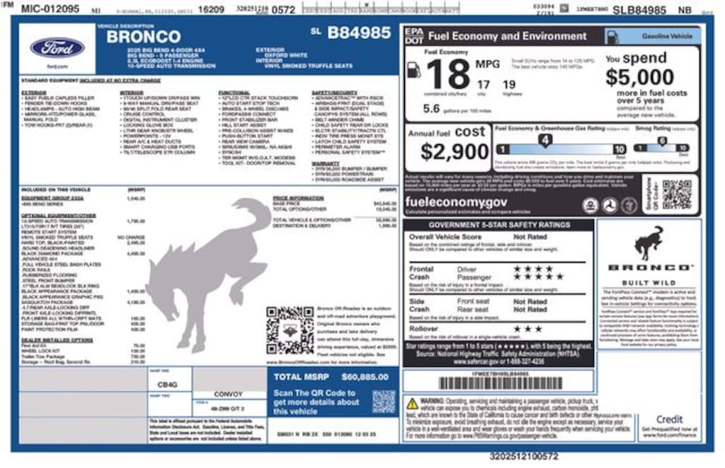 New 2025 Ford Bronco Big Bend SUV