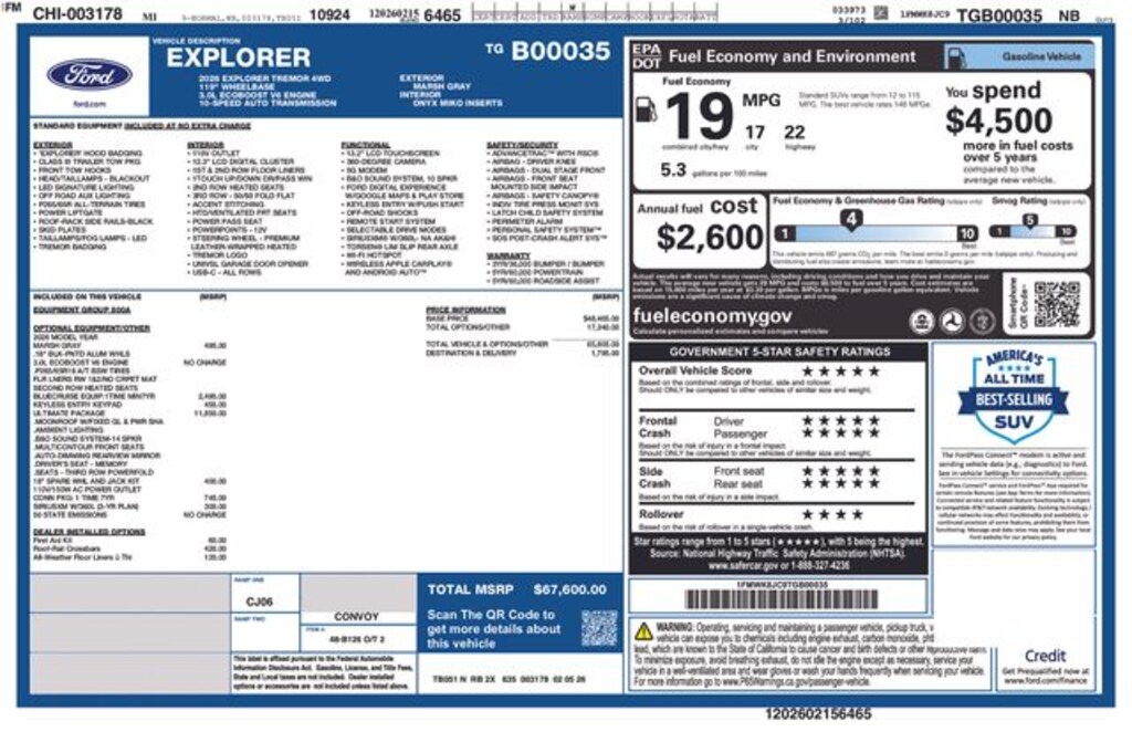 New 2026 Ford Explorer Tremor SUV