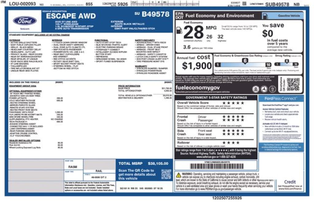 New 2025 Ford Escape ST-Line SUV