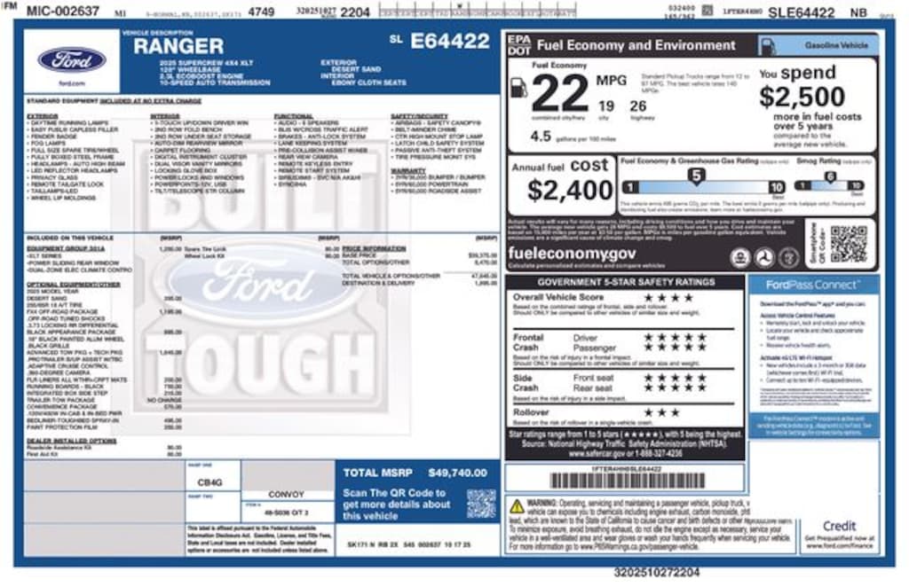 New 2025 Ford Ranger XLT Truck