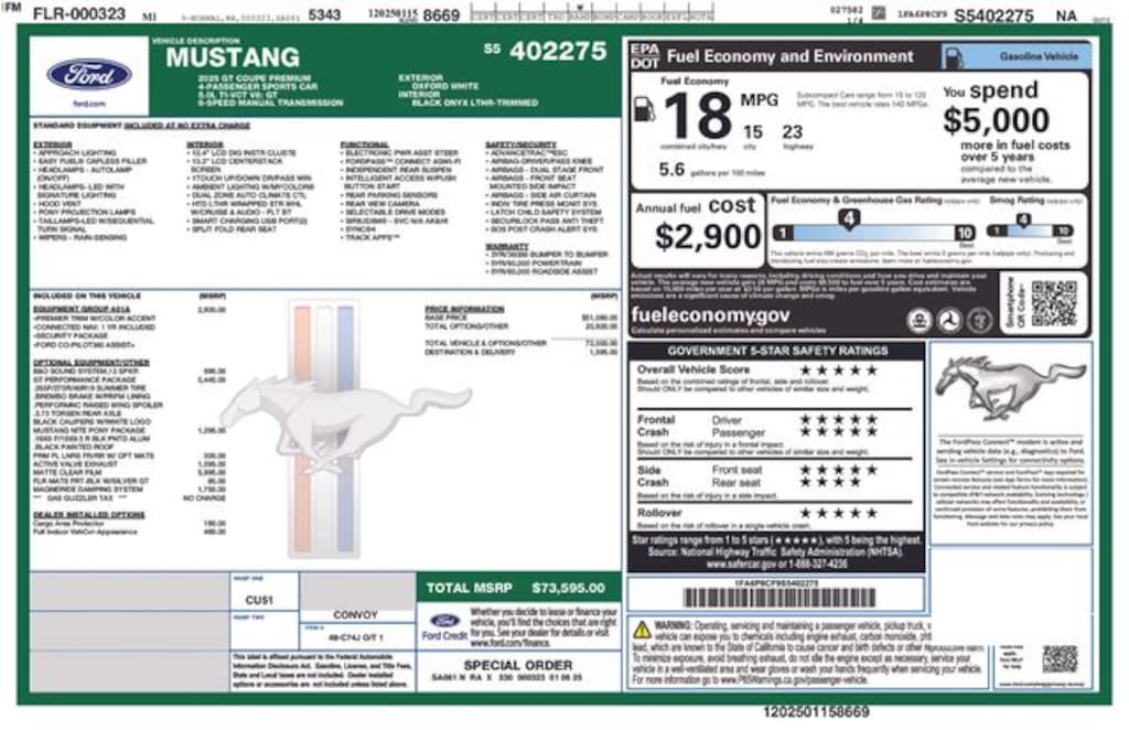 New 2025 Ford Mustang GT Premium Coupe