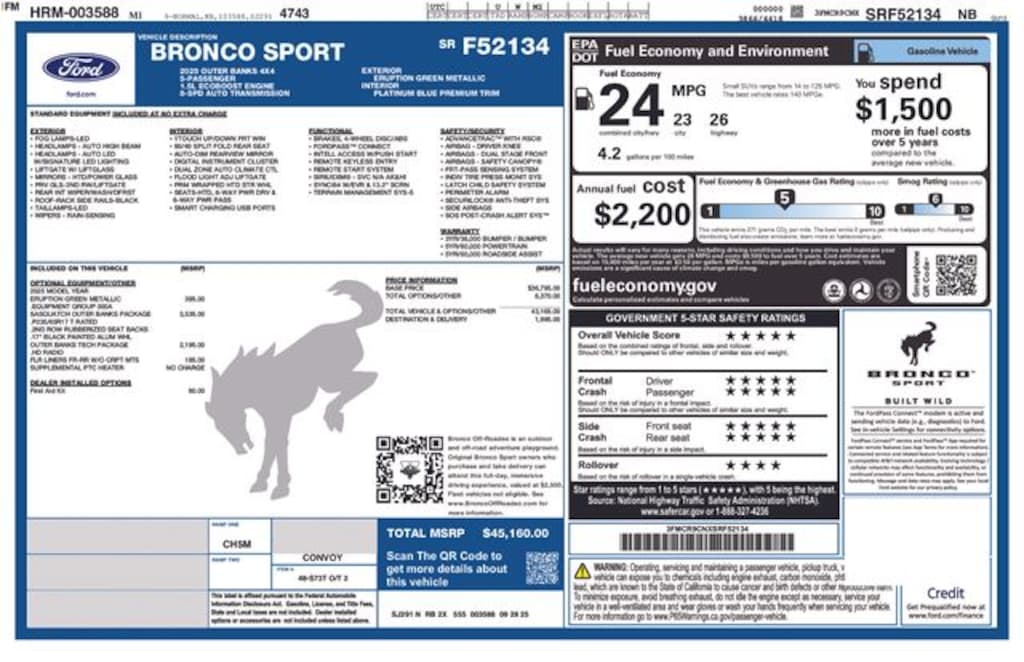 New 2025 Ford Bronco Sport Outer Banks SUV