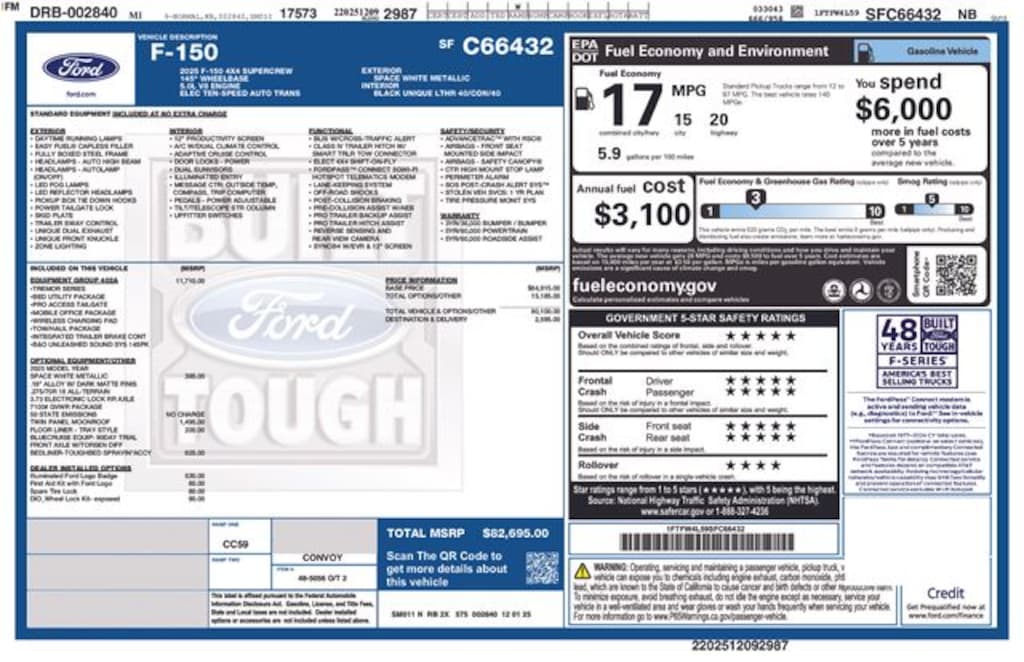 New 2025 Ford F-150 Tremor Truck SuperCrew Cab