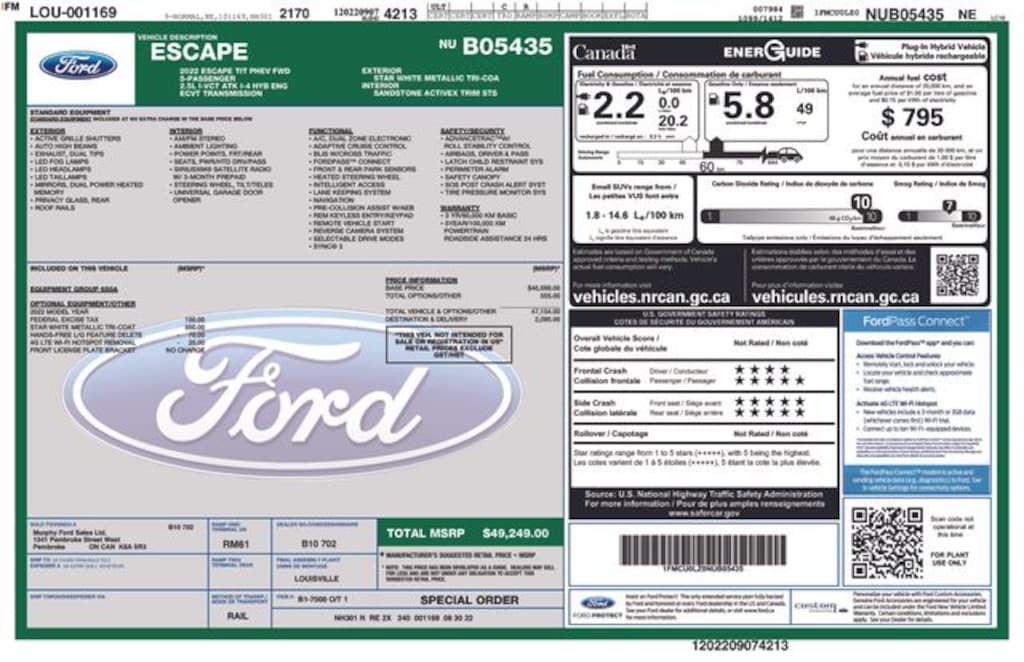 Certified 2022 Ford Escape PHEV Titanium SUV