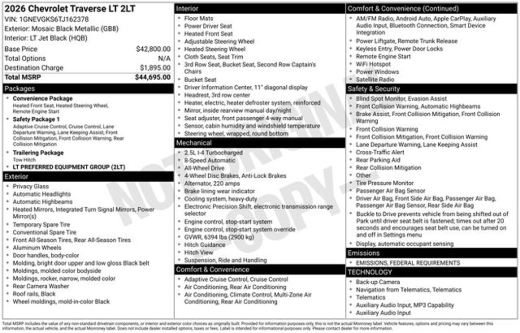 Used 2026 Chevrolet Traverse LT SUV