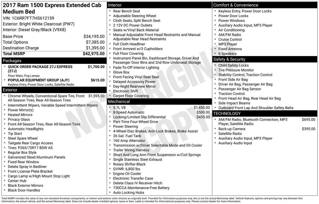2017 RAM Ram 1500 Pickup Express