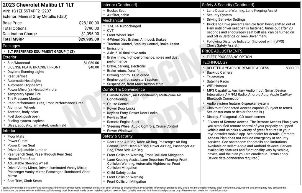 Used 2023 Chevrolet Malibu LT Car