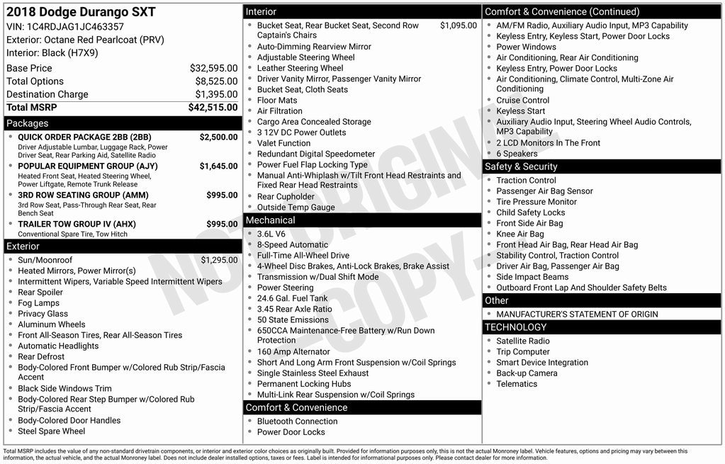 Used 2018 Dodge Durango SXT Plus with VIN 1C4RDJAG1JC463357 for sale in Albion, MI