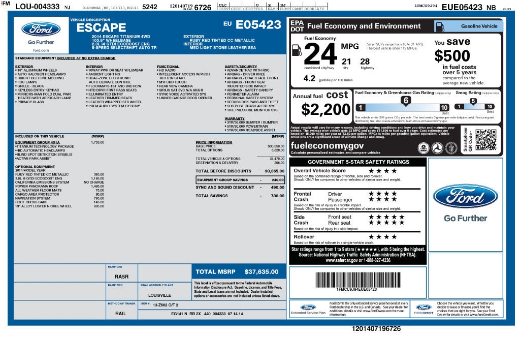 Used 2014 Ford Escape Titanium with VIN 1FMCU9J94EUE05423 for sale in Albion, MI