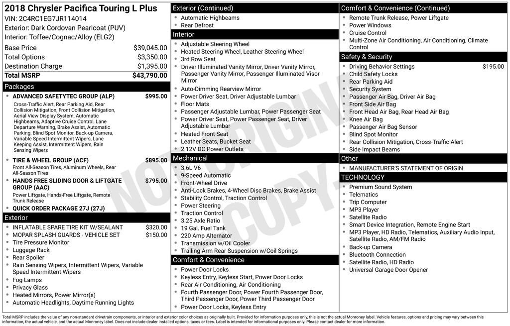 Used 2018 Chrysler Pacifica Touring L Plus