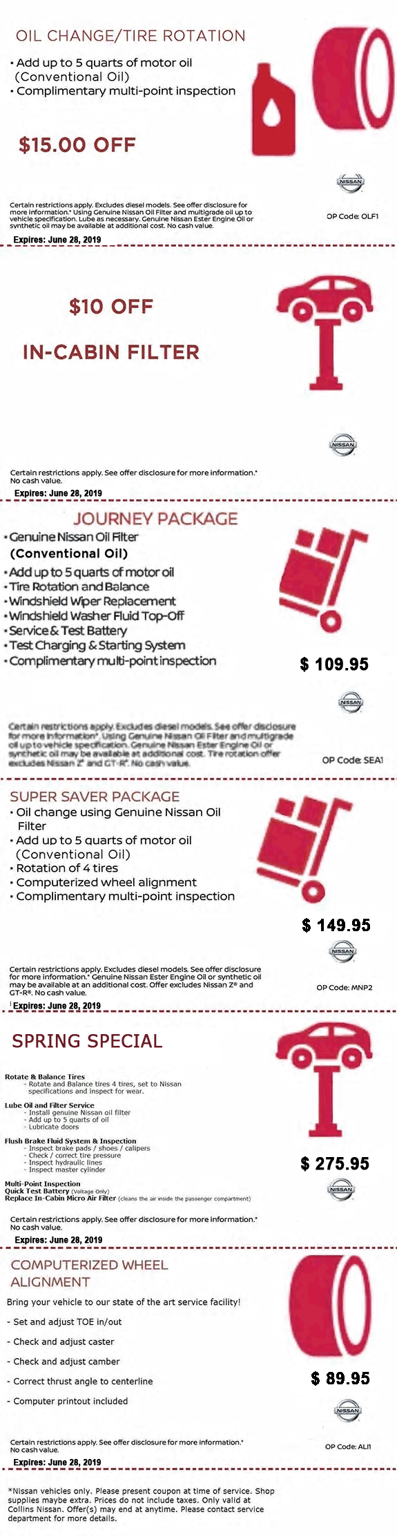 collins nissan service coupons