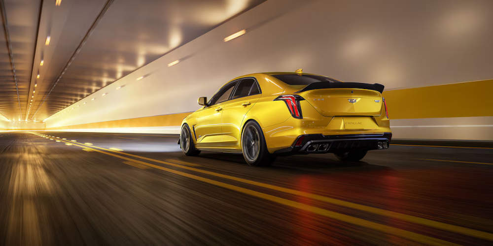 2024 Cadillac CT4-V Blackwing driving rear view