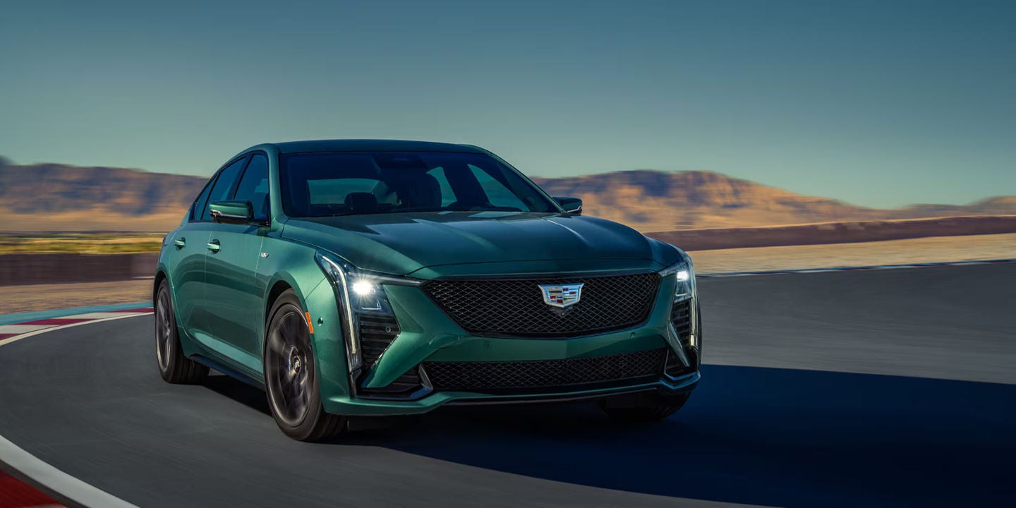 Cadillac CT5 driving around a corner