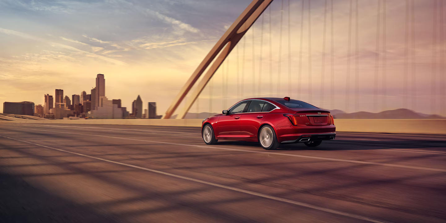 Cadillac CT5 driving over a Bridge