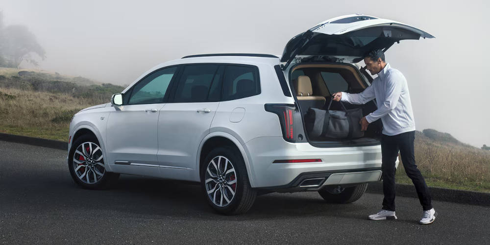 2025 Cadillac XT6 parked with hatchback open