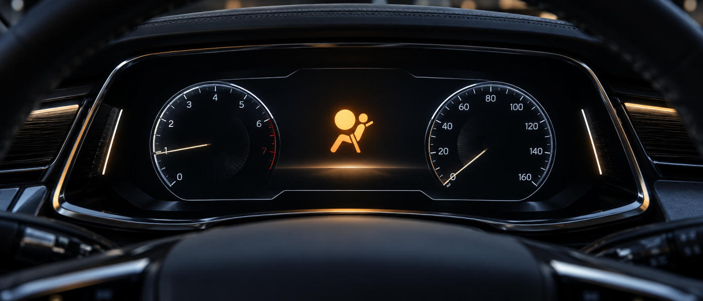 Cadillac airbag readiness warning light on a dashboard