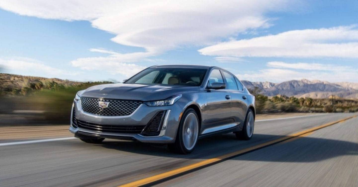 Cadillac CT-4 driving through the mountains