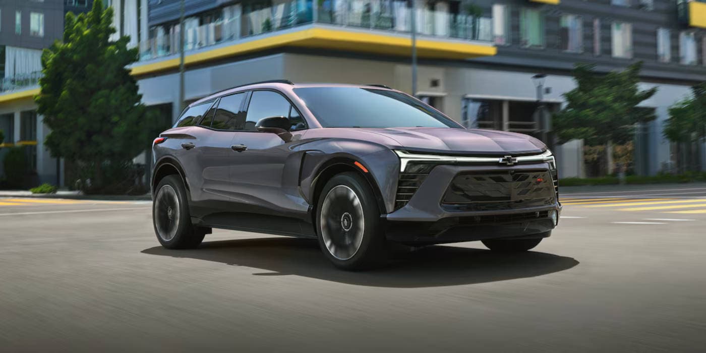 2025 Chevy Blazer EV driving through the city