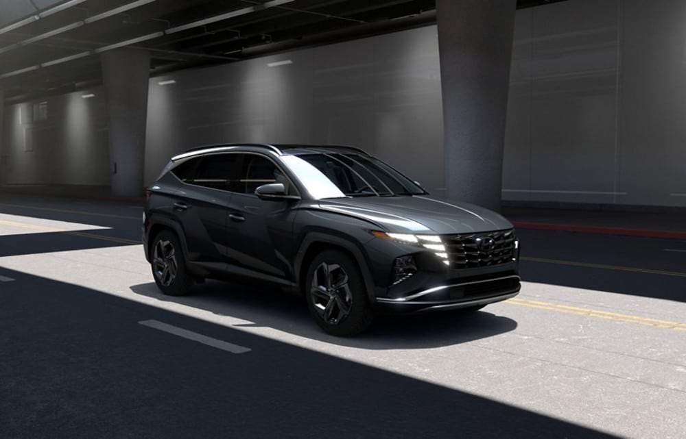 Hyundai Tucson driving in a tunnel