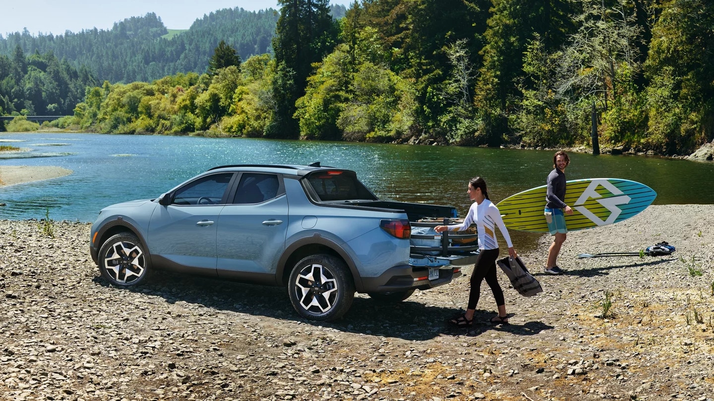 2024 Hyundai Santa Cruzparked by a river