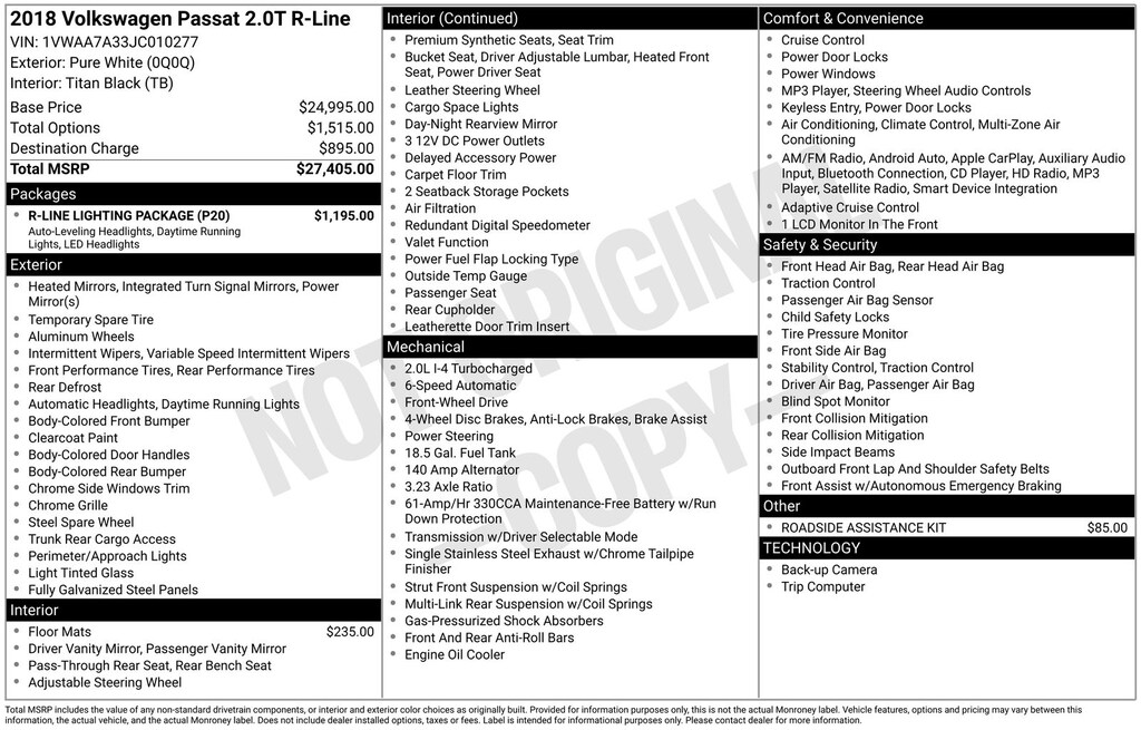 Used 2018 Volkswagen Passat 2.0T R-Line Sedan