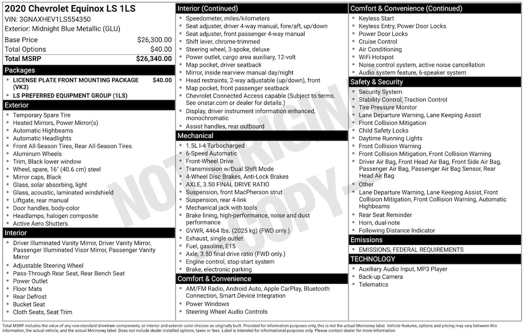 Used 2020 Chevrolet Equinox LS SUV