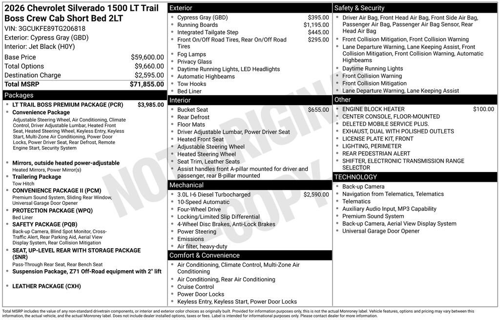 New 2026 Chevrolet Silverado 1500 LT Trail Boss Truck