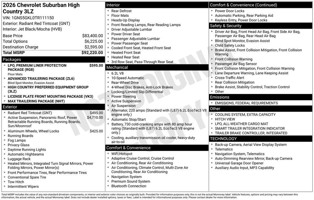 Used 2026 Chevrolet Suburban High Country SUV