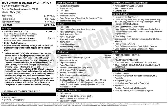Used 2026 Chevrolet Equinox EV 1LT with VIN 3GN7DMRP6TS106435 for sale in Cedar Falls, IA