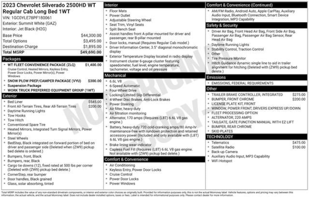 Used 2023 Chevrolet Silverado 2500 HD WT Regular Cab