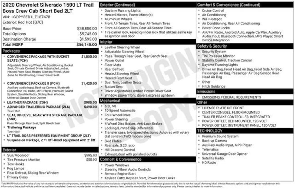 Used 2020 Chevrolet Silverado 1500 LT Trail Boss Crew Cab