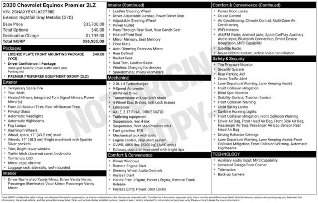 Used 2020 Chevrolet Equinox Premier SUV