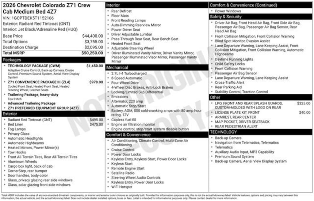 New 2026 Chevrolet Colorado Z71 Truck